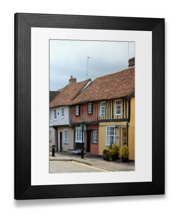 Framed Print : Coloured houses at Saffron Walden, Essex, UK Framed Print : Coloured houses at Saffron Walden, Essex, UK