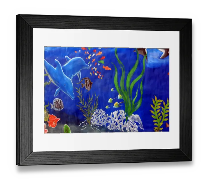 Framed Print : Dolphins and fish Framed Print : Dolphins and fish