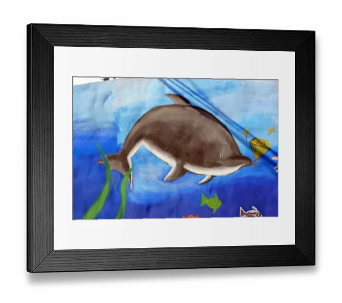 Framed Print : Dolphin and fish Framed Print : Dolphin and fish