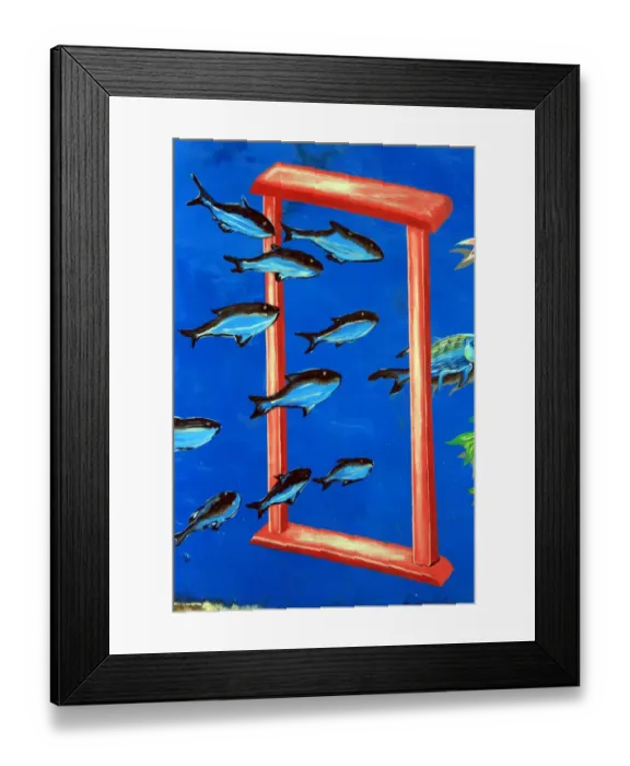 Framed Print : Fish swimming through a frame Framed Print : Fish swimming through a frame
