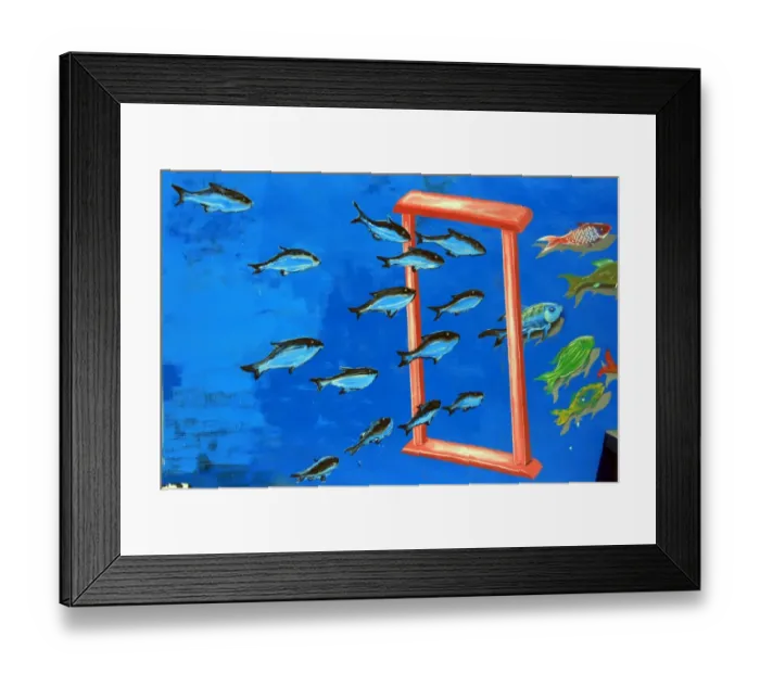 Framed Print : Fish swimming through a frame Framed Print : Fish swimming through a frame