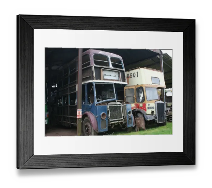 Framed Print : Vintage buses at Bishops Lydeard station, Somerset, UK