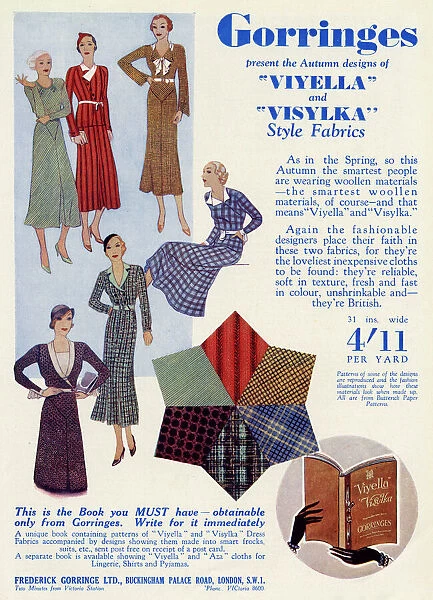 Advert for Gorringes fashion fabrics 1932