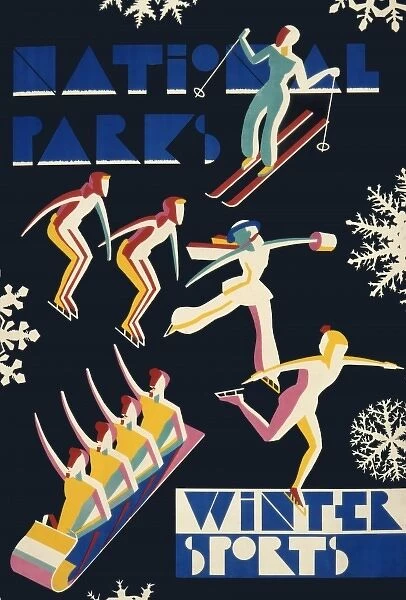 Poster advertising National Parks for winter sports