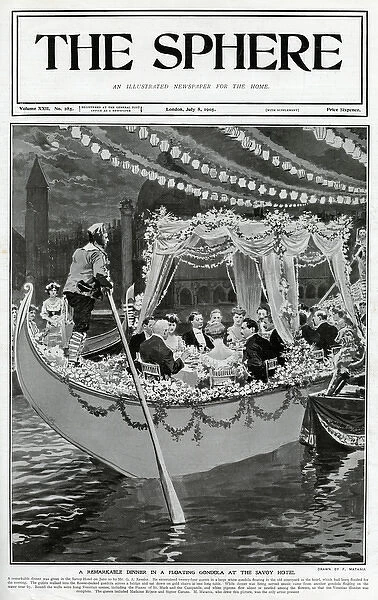 Sphere cover - floating gondola at the Savoy by Matania