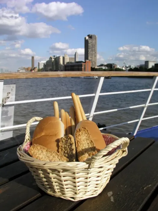 Framed Print : Bread basket on board the Golden Jubilee, River Thames, London Framed Print : Bread basket on board the Golden Jubilee, River Thames, London