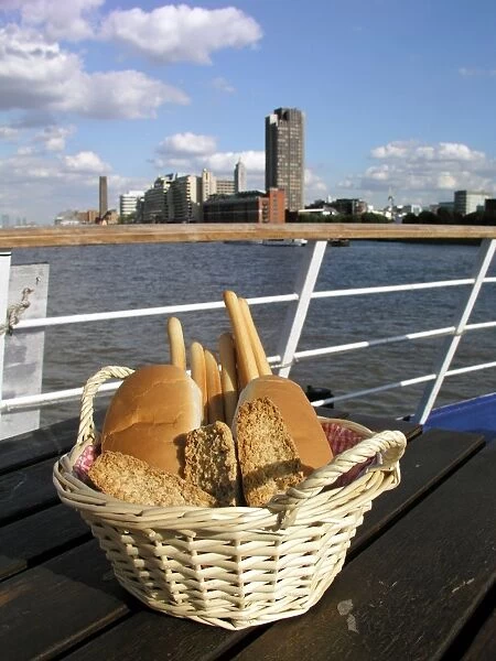 Bread basket on board the Golden Jubilee, River Thames, London