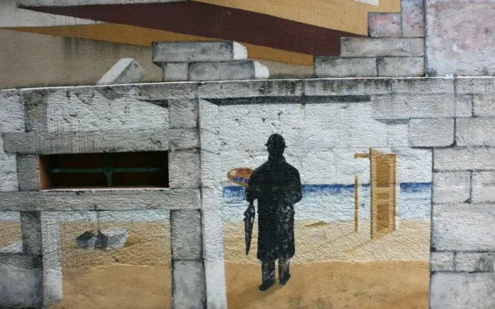 Framed Print : The Man on the Wall, Swiss Graffiti, Saint Imier, Switzerland