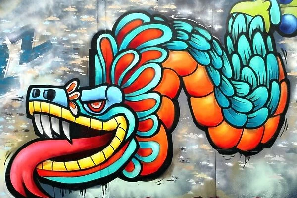 Snake with tongue sticking out graffiti