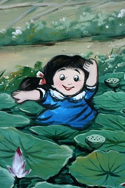 Taiwanese girl in lily pond