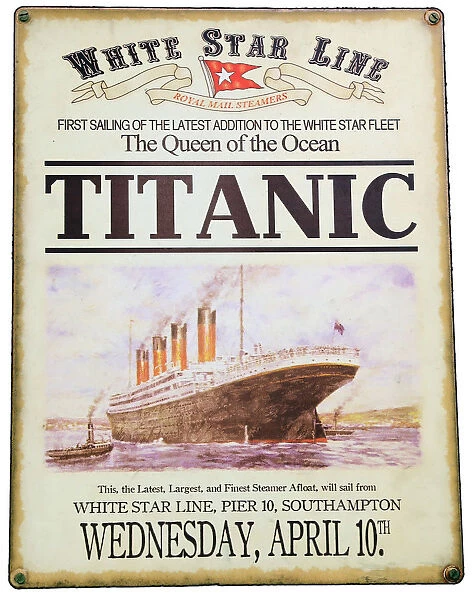 Titanic poster. Vintage Titanic poster