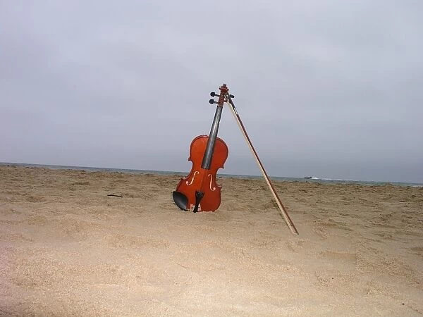 Violin on beach