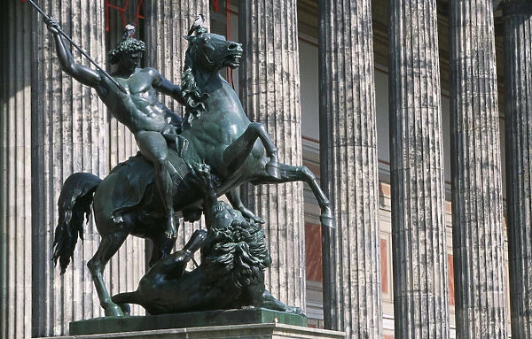 GERMANY, Berlin Bronze equestrian statue entitled The Lion Fighter by Albert Wolf