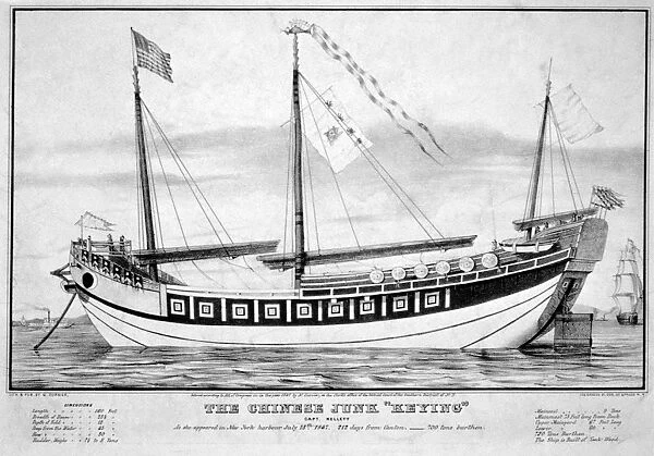 CHINESE JUNK, 1847. The Chinese junk Keying in New York harbor on 18 July 1847