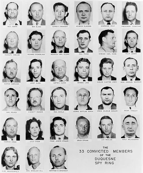 DUQUESNE SPY RING, c1941. The 33 convicted members of the Duquesne spy ring, including