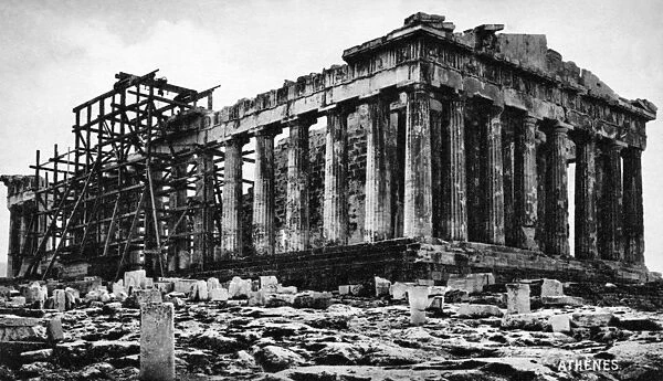 GREECE: PARTHENON. Undergoing reconstruction, c1905