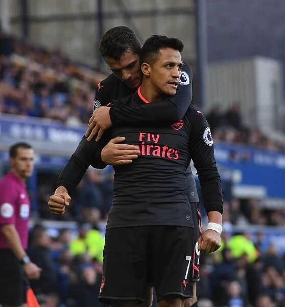 Five-Star Sanchez and Xhaka: Arsenal's Unstoppable Duo in Action against Everton (2017-18)