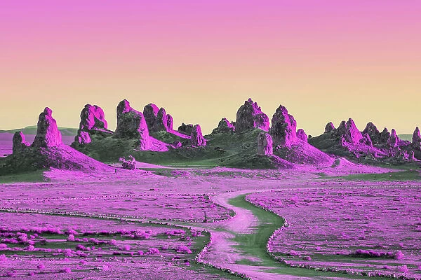 Dreamy picture of colorful rock formations in California with saturated colors