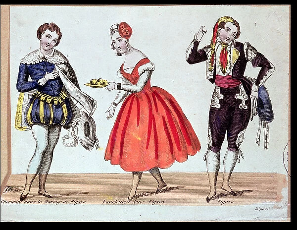 Cherubino, Fanchette and Figaro, scene from The Marriage of Figaro by Pierre