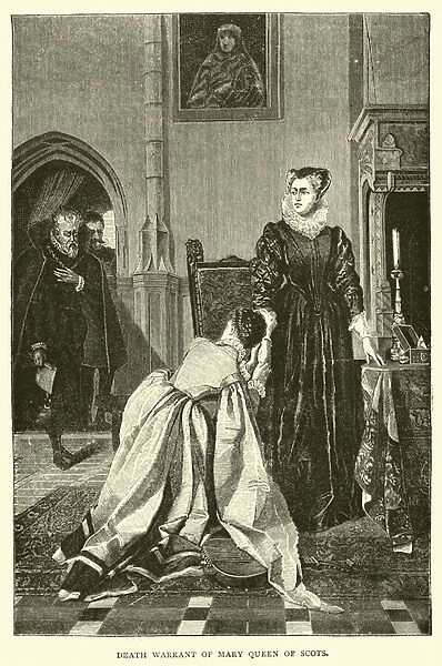 Death warrant of Mary Queen of Scots (engraving)