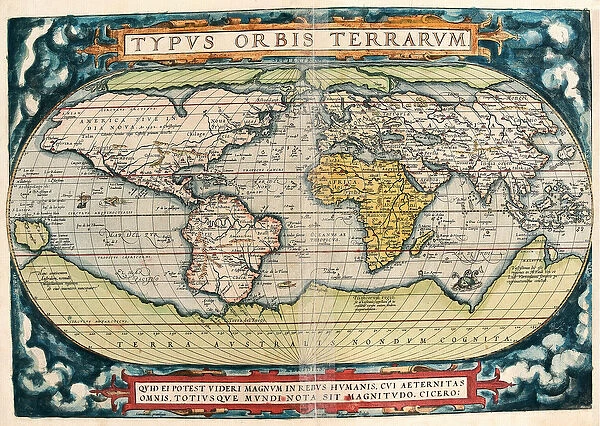 Earth Map (World Map) Geography map from 'Theatrum Orbis Terrarum'