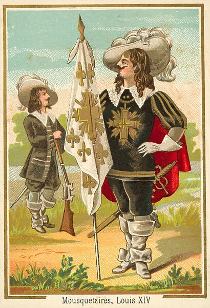 French musketeers of the time of Louis XIV (chromolitho)