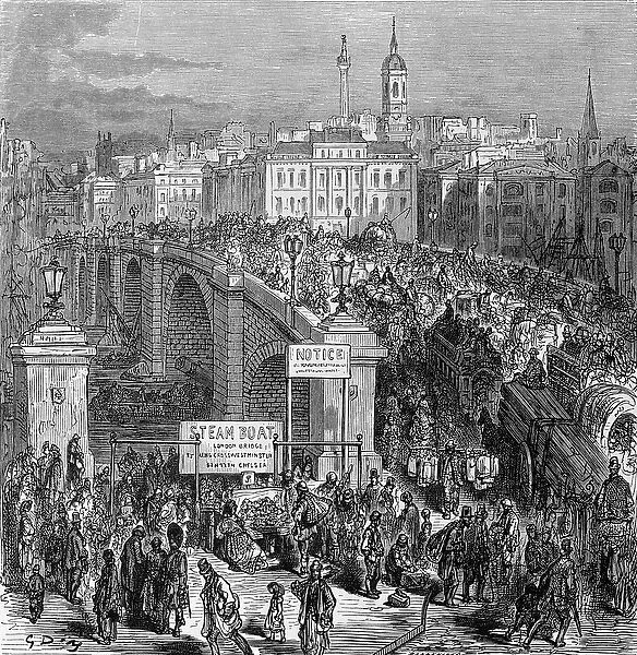 London Bridge, engraved by Stephane Pannemaker, 1875 (engraving)
