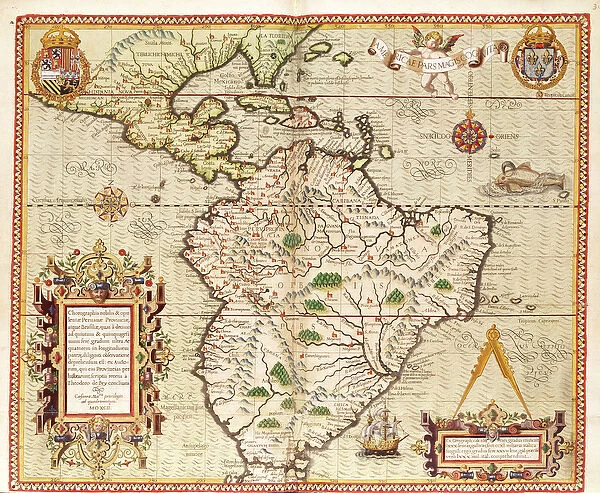 Map of Central and South America, from Americae Tertia Pars