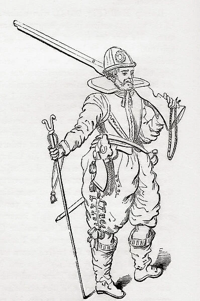 A musketeer, 1603, from Old England: A Pictorial Museum, pub. 1847