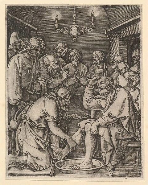 Christ kneeling washing St Peter feet Durer