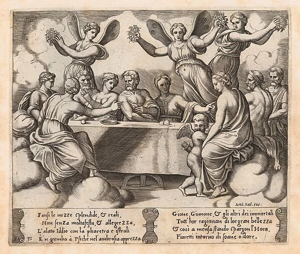 Plate 31, Gods celebrating, wedding, Cupid, Psyche, Story, Cupid, Psyche, told, Apuleius
