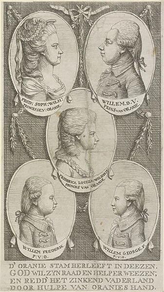 Portraits of Wilhelmina of Prussia, William V, Prince of Orange-Nassau, Louise, Princess