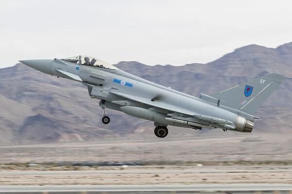 A Royal Air Force Eurofighter Typhoon FGR4 taking off