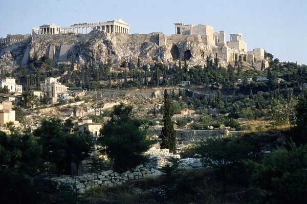 Acropolis from Agora, Athens, c20th century. Artist: CM Dixon