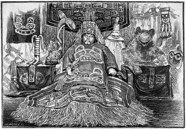 The body of Chief Shakes lying in state, Alaska, 1882. Artist: J Whitney