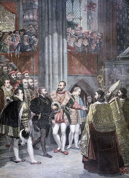 Charles I and Charles Quint in the Basilica of Saint Denis, Paris, 1893