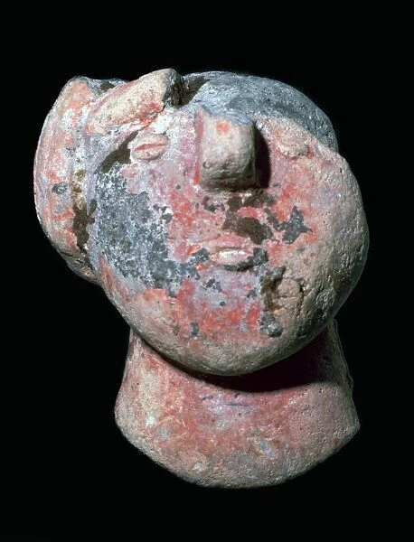 Copper age pottery head