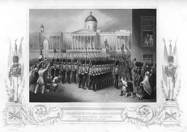 The departure of the Grenadier Guards, Trafalgar Square, London, 1854 (1857). Artist: DJ Pound