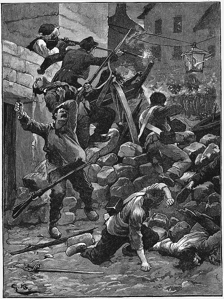 Fighting at the barricades, The July Monarchy, France, 1848 (c1885)