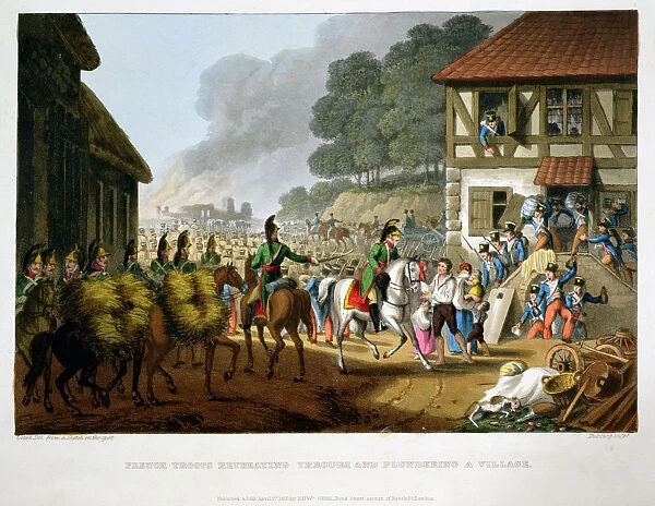 French Troops Retreating Through and Plundering a Village, 1816