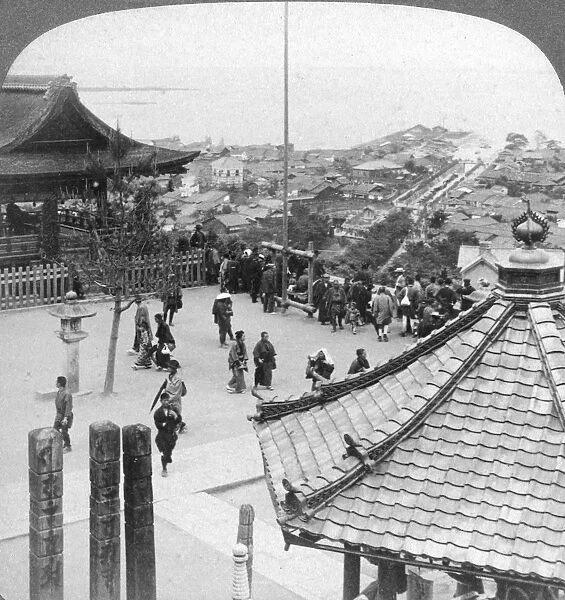 Looking east from Mildera temple over Otsu and lake Biwa, Japan, 1904. Artist: Underwood & Underwood