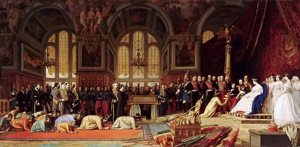 Reception of the Ambassadors of Siam by Napoleon III at the Palace of Fontainebleau on June 27, 1861 Artist: Gerome, Jean-Leon (1824-1904)