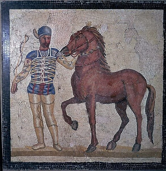 Roman mosaic of a charioteer, 1st century