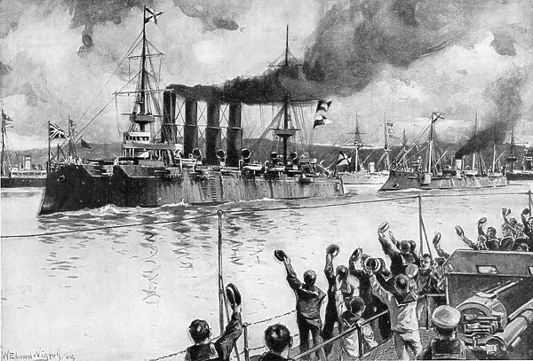 Russian cruiser on its way to the Battle of Chemulpo, Russo-Japanese War, 1904-5