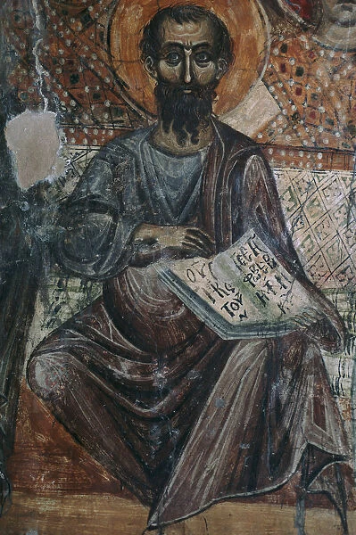 Wall painting of a Saint in heaven, 13th century