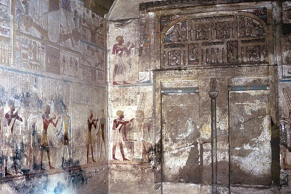 Wallpaintings and False Doors, Temple of Sethos I, Abydos, Egypt, 19th Dynasty, c1280 BC