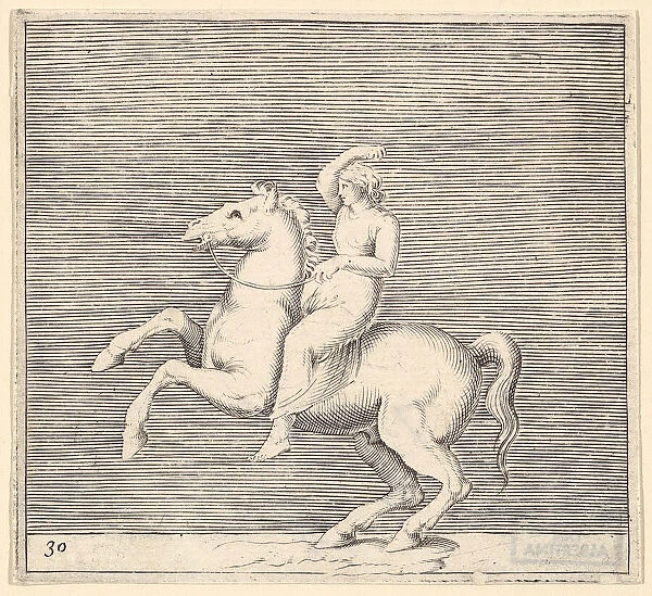 Woman on Rearing Horse, published ca. 1599-1622. Creator: Unknown