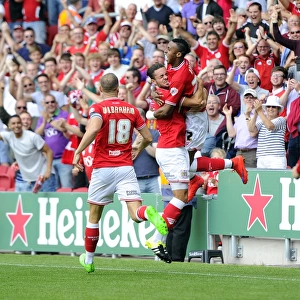 Bristol City Celebrates Goal Against Brentford: Kodjia and Williams Rejoice