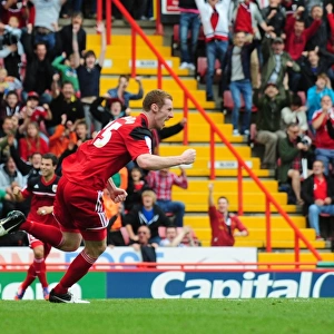 Bristol City's Stephen Pearson Celebrates Goal Against Blackburn Rovers in Championship Match, September 2012