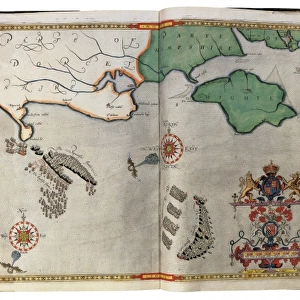 The Invincible Armada. Map of Robert Adams. Engraving